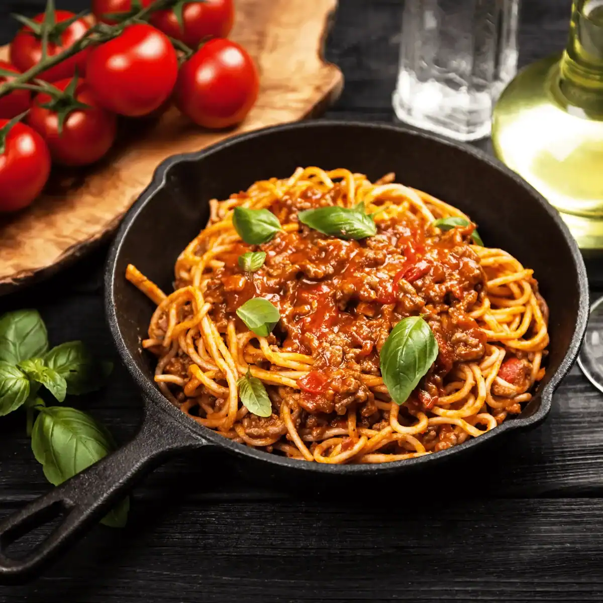 food production: tomatoes, basil to table